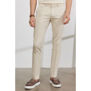 AC&Co / Altınyıldız Classics Men's Ecru Slim Fit Slim Fit Trousers with Side Pockets, Cotton Stretchy Dobby Trousers.