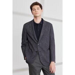 ALTINYILDIZ CLASSICS Men's Black-gray Comfort Fit Casual Cut Mono Collar Magic Jacket.