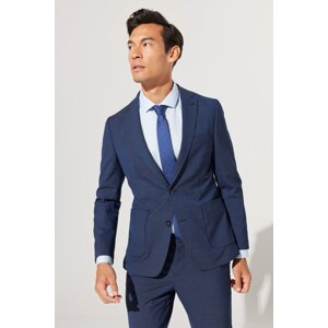 ALTINYILDIZ CLASSICS Men's Navy Blue Extra Slim Fit Slim Fit Mono Collar Patterned Suit