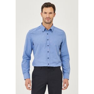 AC&Co / Altınyıldız Classics Men's BLUE Button-down Collar Tailored Slim Fit Oxford Shirt.