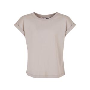 Girls' organic t-shirt with extended shoulder in warm gray