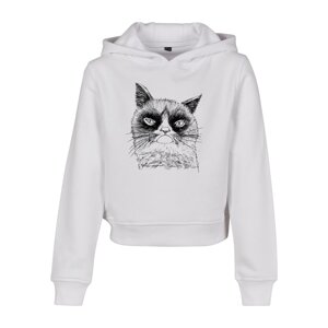 Kids Unhappy Cat Cropped Hoody White