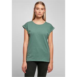 Women's T-shirt with an extended shoulder in light leaf color