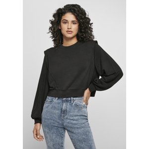 Women's Terry Crewneck modal with padded shoulders, black