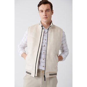 Avva Men's Beige Suede Textured Fiber Comfort Fit Relaxed Cut Vest
