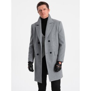 Ombre Men's double-breasted lined coat - grey