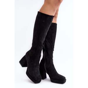 Women's insulated boots with chunky heels, black Layala
