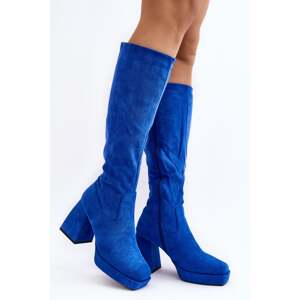 Women's insulated boots with chunky heels, blue Layala