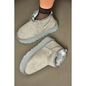 Fox Shoes Women's Gray Suede Hairy Inner Thick Soled Half Boots
