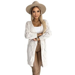 Women's cardigan with a longer back - beige