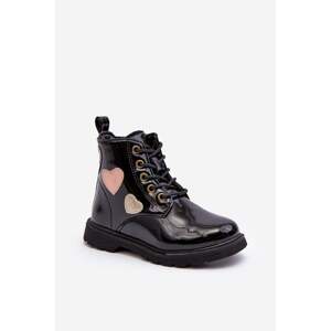 Children's patent leather ankle boots with embellishments, Black Adete