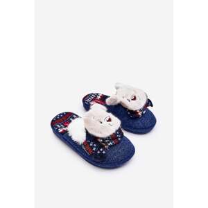 Children's slippers with thick soles with teddy bear, dark blue Dasca