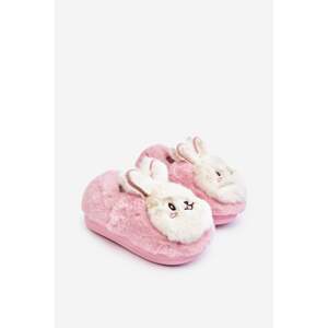 Fluffy children's slippers with bunny, pink Apolania