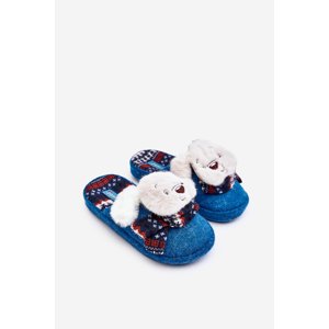 Children's slippers with thick soles with teddy bear, blue, Dasca