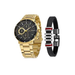 Polo Air Metal Strap Sports Men's Wristwatch and Leather Bracelet Combination Black Color