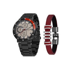 Polo Air Metal Strap Sports Men's Wristwatch and Leather Bracelet Combination Mink Black Color