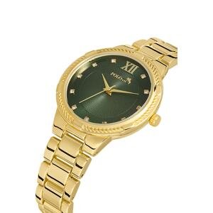 Polo Air Metal Strap Stylish Women's Wristwatch Gold-green Color