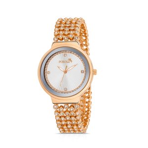 Polo Air Luxury Stone Strap Women's Wristwatch Copper Color