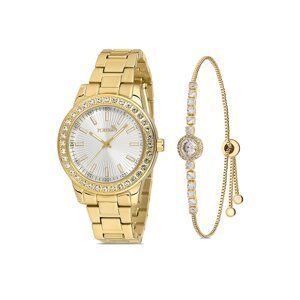 Polo Air Single Row Luxury Stone Women's Wristwatch Elegant Waterway Zircon Stone Bracelet Combination Gold Color