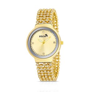 Polo Air Luxury Stone Strap Women's Wristwatch Yellow Color