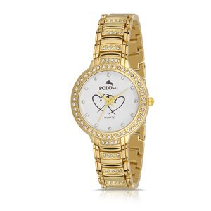 Polo Air Luxury Stone Heart Patterned Women's Wristwatch Yellow Color