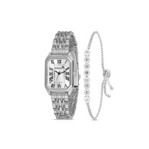 Polo Air Vintage Roman Numeral Women's Wristwatch Zircon Stone Waterway Bracelet Silver Color