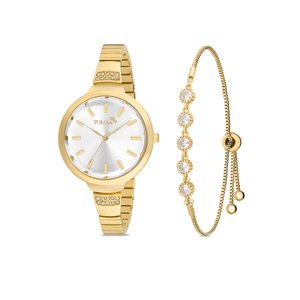 Polo Air Classic Numeral Women's Wristwatch Zircon Stone Bracelet Combination Gold Color
