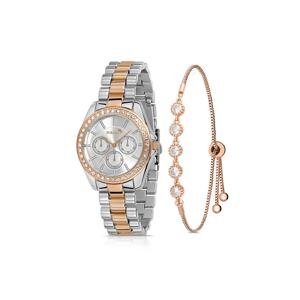 Polo Air Single Row Stone Women's Wristwatch Luxury Zircon Stone Bracelet Combination Silver-copper Color