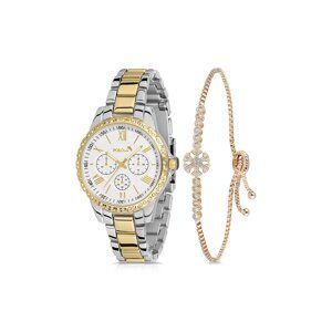 Polo Air Sports Women's Wristwatch Zircon Stone Snowflake Bracelet Combination Silver-gold Color