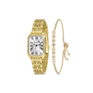 Polo Air Vintage Roman Numeral Women's Wristwatch Zircon Stone Waterway Bracelet Gold Color