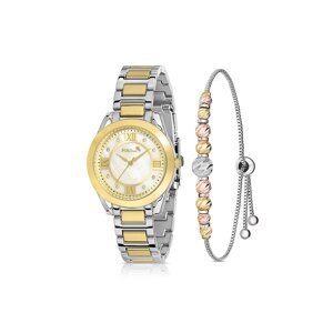 Polo Air Stylish Women's Wristwatch with Roman Numerals Dorica Bracelet Combination Gold Color