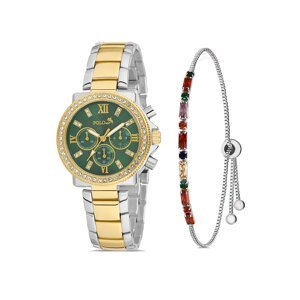 Polo Air Single Row Stone Sport Case Women's Wristwatch Colorful Zircon Stone Bracelet Combination Silver-Yellow