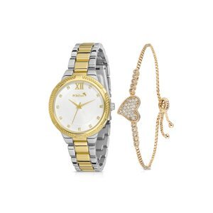 Polo Air Stylish Sports Women's Wristwatch Zircon Stone Heart Bracelet Combination Silver-gold Color