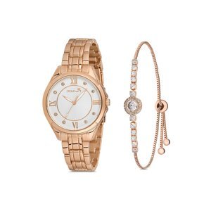 Polo Air Women's Wristwatch Zircon Stone Elegant Bracelet Combination Copper Color
