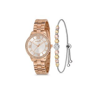 Polo Air Women's Wristwatch Roman Numeral Single Row Stone Dorica Bracelet Copper Color