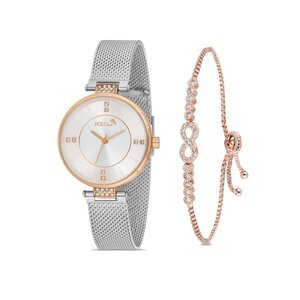 Polo Air Stylish Wicker Cord Women's Wristwatch Zircon Stone Infinity Bracelet Combination Gold Color