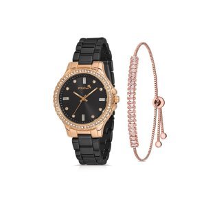 Polo Air Luxury Single Row Women's Wristwatch Zircon Stone Baguette Bracelet Combination Black Color