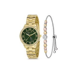 Polo Air Women's Wristwatch Roman Numeral Single Row Stone Dorica Bracelet Yellow Green Color