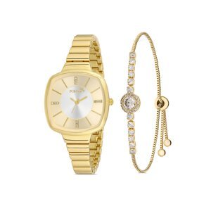 Polo Air Elegant Strap Women's Wristwatch Zircon Stone Bracelet Combination Gold Color