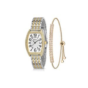 Polo Air Luxury Stone Vintage Women's Wristwatch Zircon Stone Baguette Bracelet Combination Silver-gold Color