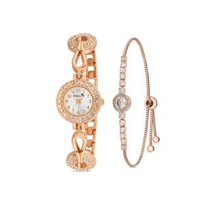 Polo Air Elegant Vintage Women's Wristwatch Zircon Stone Bracelet Combination Copper Color