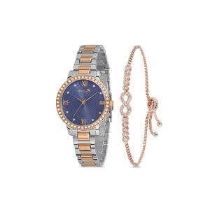Polo Air Women's Wristwatch Zircon Stone Infinity Bracelet Copper Navy Blue Color