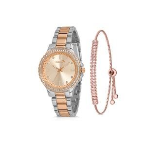 Polo Air Luxury Single Row Women's Wristwatch Zircon Stone Baguette Bracelet Combination Silver-copper Color