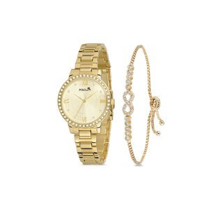 Polo Air Women's Wristwatch Zircon Stone Infinity Bracelet Gold Color