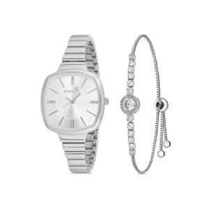 Polo Air Elegant Strap Women's Wristwatch Zircon Stone Bracelet Combination Silver Color