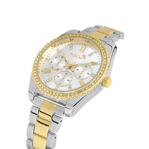 Polo Air Luxury Stone Detailed Women's Wristwatch Yellow Silver Color