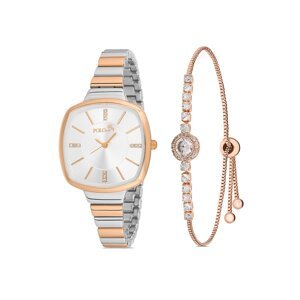 Polo Air Elegant Strap Women's Wristwatch Zircon Stone Bracelet Combination Silver-Copper Color