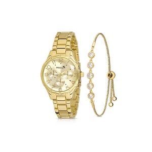 Polo Air Cut Glass Women's Wristwatch Luxury Zircon Stone Bracelet Combination Gold Color