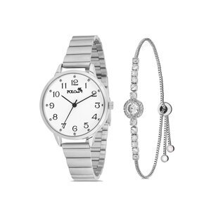 Polo Air Classic Numeral Women's Wristwatch Zircon Stone Bracelet Combination Silver Color