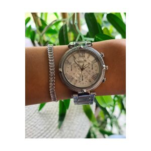 Polo Air Sports Elegant Stone Women's Wristwatch and Baguette Bracelet Combination Silver Color